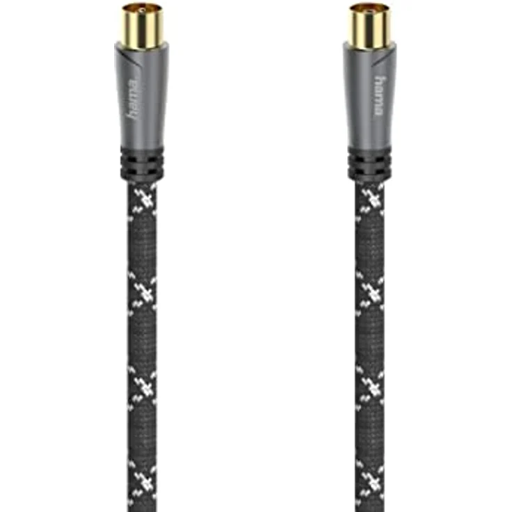 Hama Antennen-Anschlusskabel Koax-Stecker - Koax-Kupplung, 5 m, Schwarz/Grau, 120 dB, Aramid-Fasern, vergoldete Anschlüsse – Bild 8