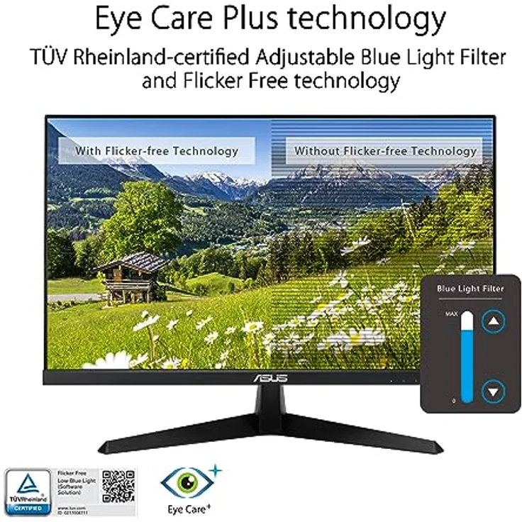 ASUS Eye Care VY229Q 21,5 Zoll Full HD Monitor - 75 Hz, 1ms MPRT, Adaptive Sync & FreeSync - IPS Panel (Rahmenlos, Schwarz) – Bild 5