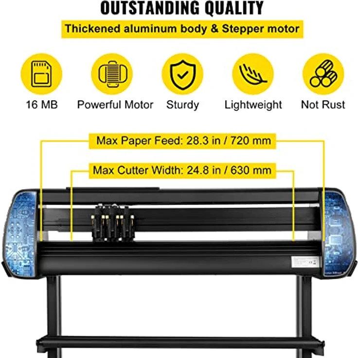 VEVOR Vinyl Schneidemaschine Schneideplotter 720 mm, Schnittgeschwindigkeit 10–800 mm/s, Schnittkraft 10–500 g, mit 5 Vinylrollen und SignMaster-Software, 13,5 kg – Bild 3
