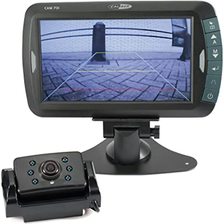 Caliber Rückwärtsansichtskameras - einschließlich 7 -Zoll -Monitor - für Auto oder Wohnmobil - Weitwinkel - Autofokus - drahtlose Verbindung - CAM701 - 800 x 480 Pixel Auflösung - Wetterfestes IP68 - Schwarz - 205 x 120 x 25 mm – Bild 3