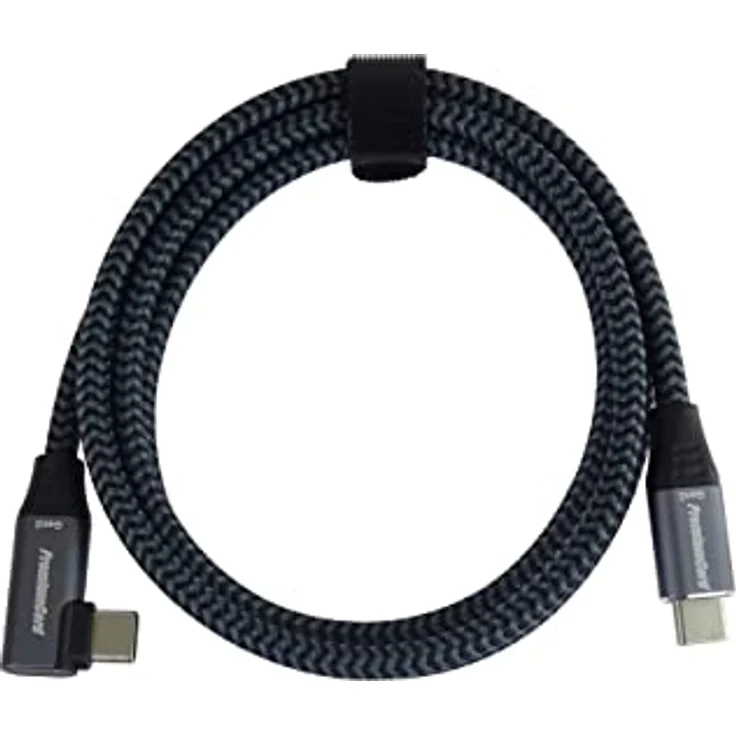 PremiumCord USB-C 3.2 Gen 2x2 Verbindungskabel mit gebogenem Stecker, Datenkabel SuperSpeed bis zu 20Gbit/s, Ladenkabel bis zu 5A, USB 3.2 Generation 2x2 Typ C Stecker, Farbe Schwarz/Grau, Länge 1m – Bild 4