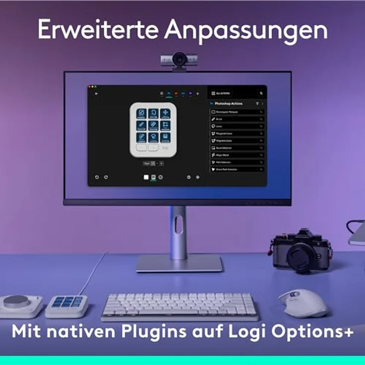 Logitech MX Creative Console Programmierbares Tastenfeld mit 9 anpassbaren LCD-Tasten und Regler für Grafikdesign, Videobearbeitung, Fotografie, Verwendung mit Adobe, Zoom, Spotify und mehr -Hellgrau – Bild 5