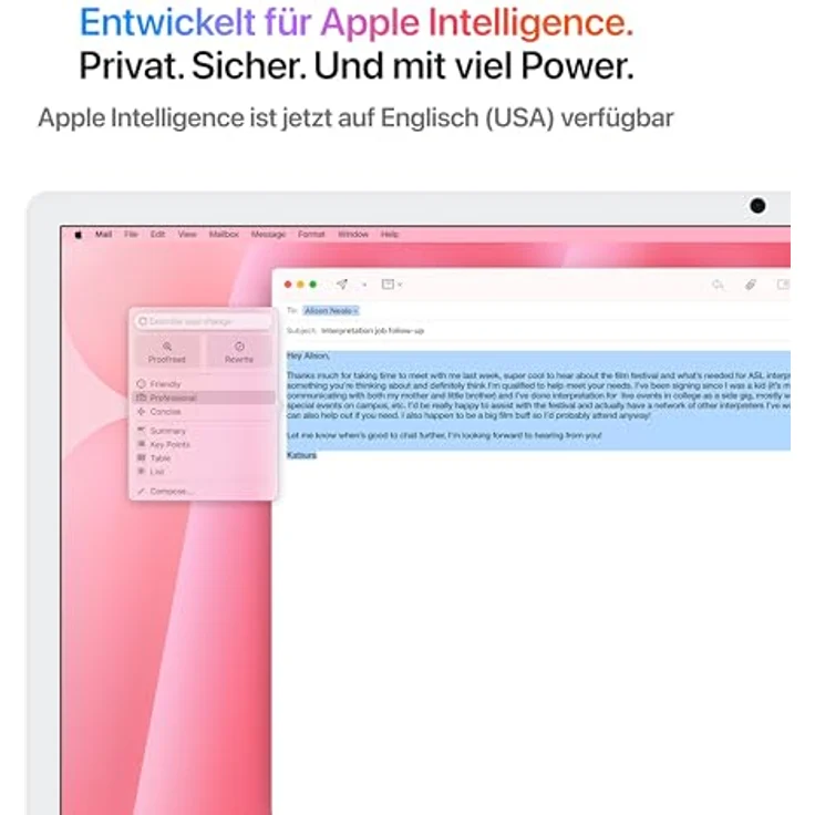Apple iMac 24" (2024), MWUG3D/A, Apple M4 8-Core GPU, 16 GB RAM, 256 SSD, Rosé – Bild 3