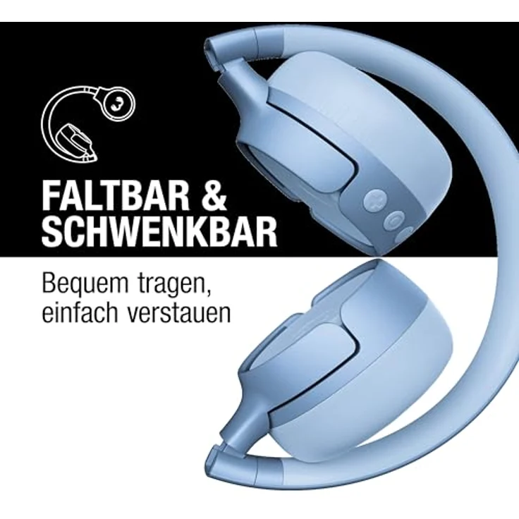Fresh 'n Rebel Code Fuse, On-Ear Bluetooth-Kopfhörer, kabellos, 30 Stunden Spielzeit, faltbar, mit Mikrofon und Sprachassistent, Vivid Blue – Bild 4