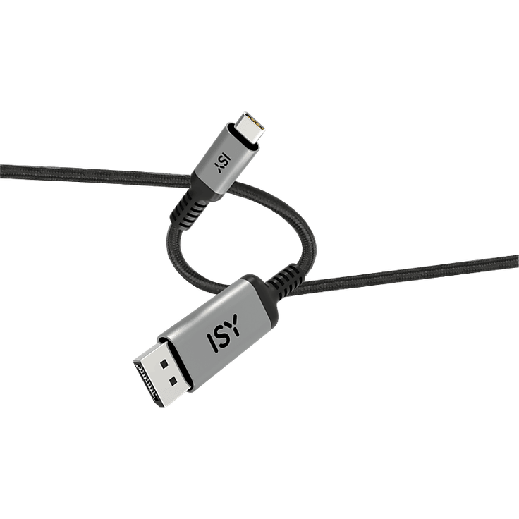 ISY IDP-4140 USB-C auf DisplayPort Kabel, 1,5 m, grau, DP 1.4 kompatibel