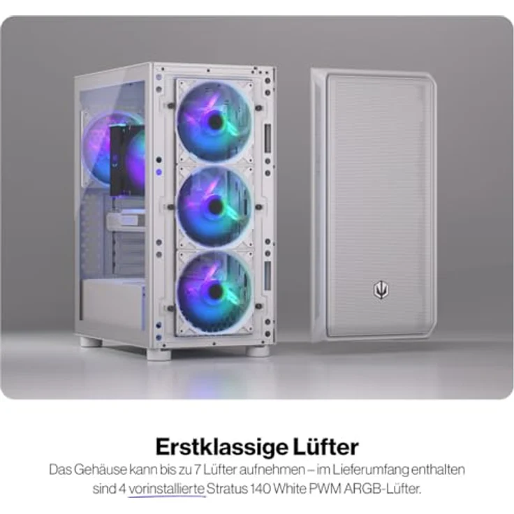 ENDORFY Arx 500 ARGB, Weißes Midi Tower PC-Gehäuse mit 4 ARGB-Lüftern und gehärtetem Glasfenster – Bild 6
