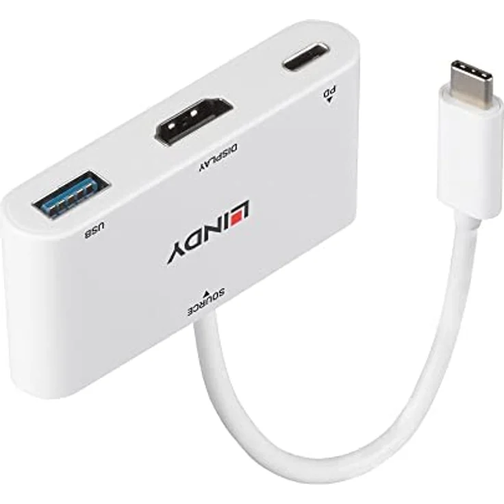 LINDY USB 3.1 Typ C auf HDMI Konverter mit PD, 3840 x 2160 Auflösung, Weiß – Bild 1