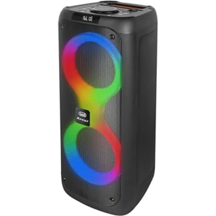 Trevi XFest XF 480 KB, tragbarer 35 W Wireless Speaker mit Mikrofon, USB, Micro SD, AUX-IN, TWS-Funktion, integrierter Akku, Schwarz