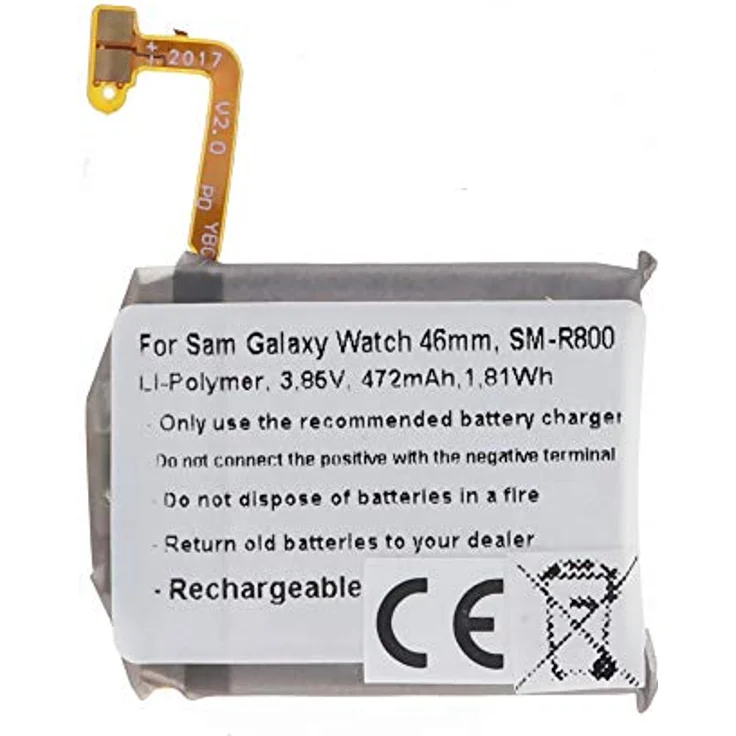 AccuCell Akku für Samsung Galaxy Watch 46mm, SM-R800, Li-Polymer, 472mAh, Built-in, Werkzeugfrei – Bild 2