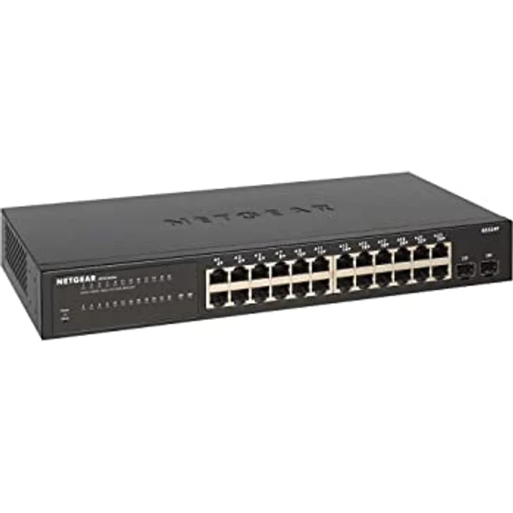 NETGEAR GS324T 24-Port Gigabit Ethernet LAN Switch Smart Managed Pro (2x 1G-SFP, lüfterloses Metallgehäuse, Webmanaged Switch für Desktop--Rack-Montage, VLAN, IGMP, QoS, ProSAFE Lifetime-) – Bild 2