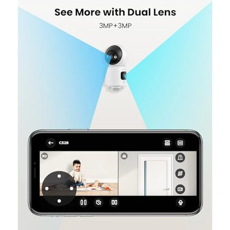 ZOSI Dual-Lens Überwachungskamera C528D mit 2K+2K, 2,4/5G WLAN, KI Personenerkennung, Farbnachtsicht – Bild 2
