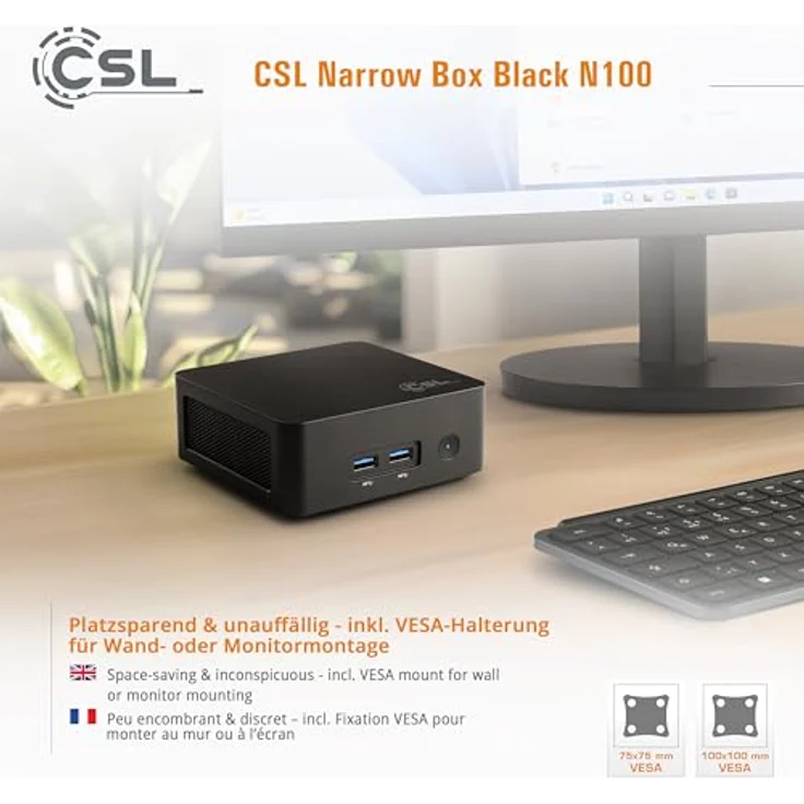 CSL Narrow Box Black Mini-PC, Intel N100, 16 GB RAM, 500 GB SSD, Intel UHD Graphics, Schwarz – Bild 8