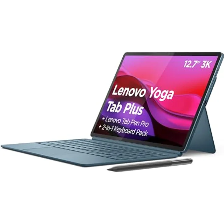 Lenovo Yoga Tab Plus Tablet 32,7 cm (12,7 Zoll), 3K, Snapdragon 8 Gen 3, 16 GB RAM, 256 GB UFS 4.0, 144 Hz, Wi-Fi 7, Bluetooth 5.4, Android 14, Tidal Teal