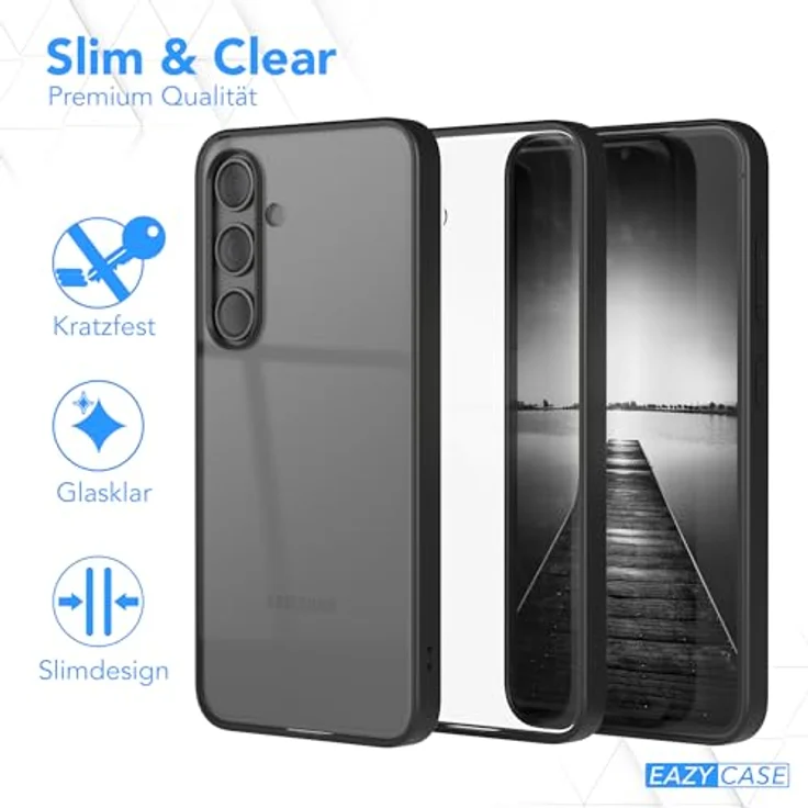EAZY CASE Clear Hybrid Bumper Hülle für Samsung Galaxy S24, Ultra Aufprallschutz, Stoßfest, Kratzfest, dünn mit Kameraschutz, Schwarz – Bild 5