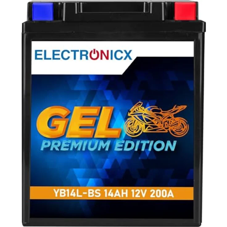 Electronicx GEL-YB14L-BS GEL-Batterie 14Ah 12V - wartungsfrei, rüttelfest, auslaufsicher für Motorrad, Roller, Quad und Jetski – Bild 1