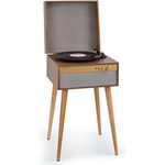 Auna Plattenspieler mit Bluetooth & Standfüßen, Retro-Schallplattenspieler mit rauschfreiem Lautsprecher und Bluetooth-Verbindung, Schwarz