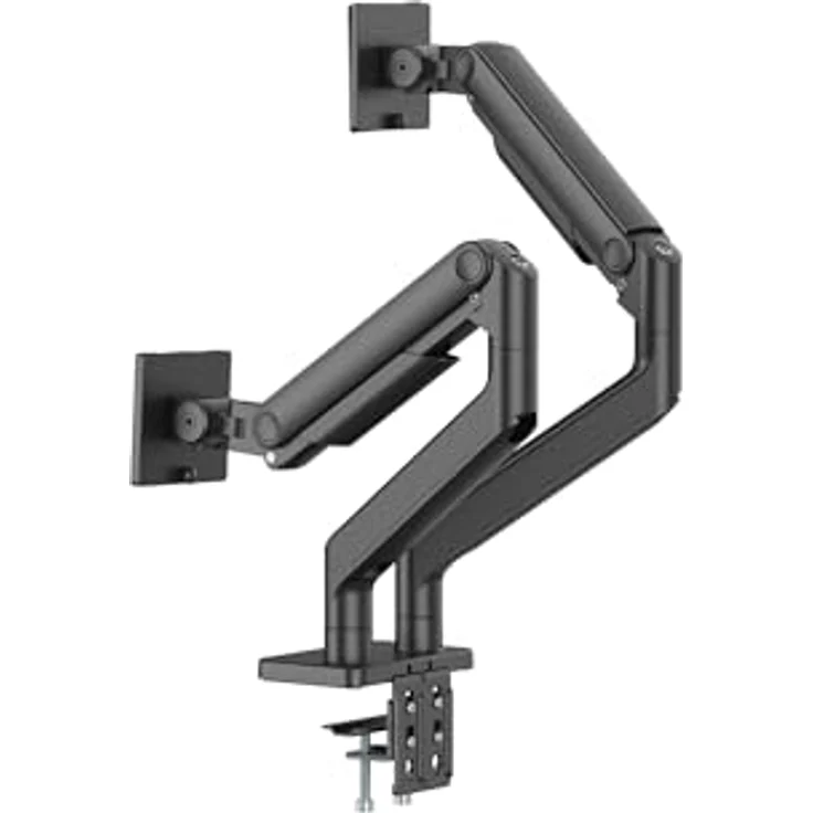 Digitus Dual Monitorhalterung für 2x 45 Zoll, Tischhalterung bis 2x 20 kg, Schwarz mit VESA Quick-Release und flexiblem Kabelmanagement – Bild 6