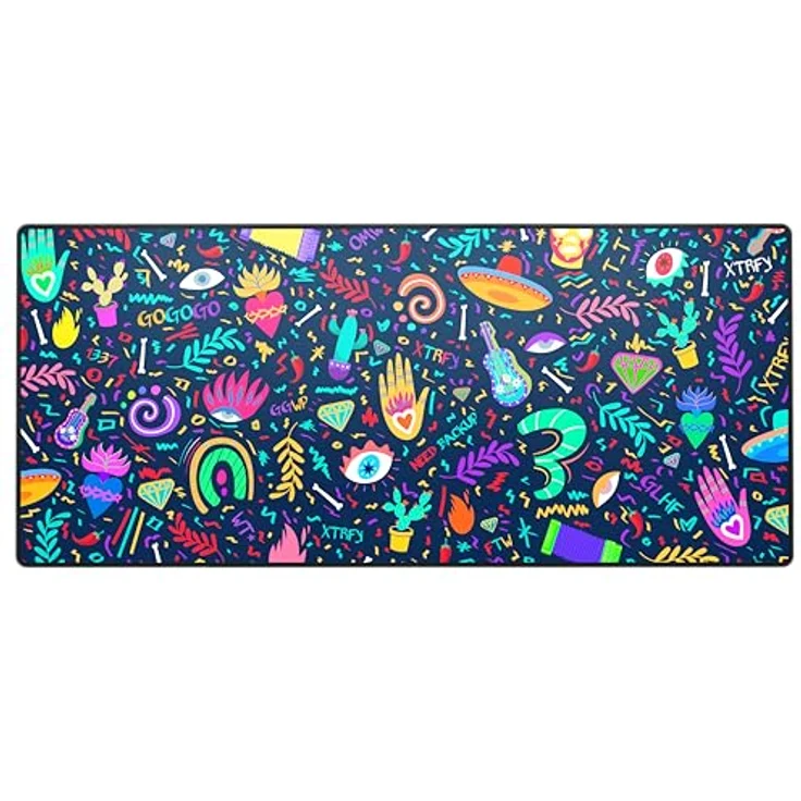 Xtrfy GP5, XL Gaming-Mauspad aus Stoff (920 x 400 x 3 mm), glattes Speed-Pad für Präzision, vernähte Kanten, rutschfeste Unterseite, maschinenwaschbar, Fiesta Edition – Bild 1