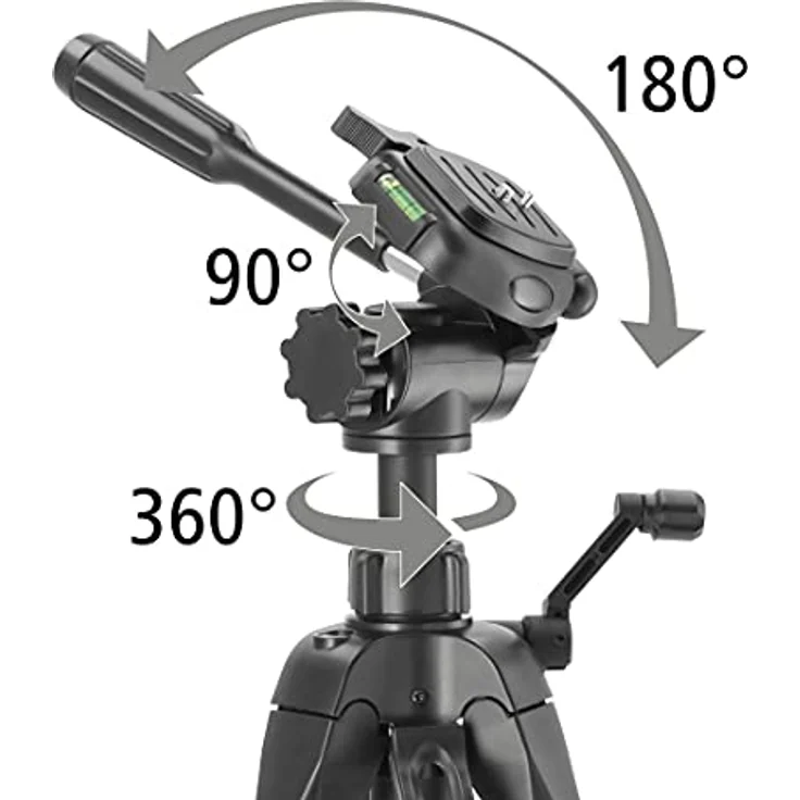 Hama Stativ Kamera "Action 165 3D" (Leichtes Fotostativ inkl. Handy-Halterung, Tripod mit 61-165cm Höhe, Dreibeinstativ mit 3-Wege-Kopf, Spiegelreflexkamera Stativ für Canon/Nikon/Sony) schwarz, leichtes Camera Tripod mit 3 Schaumstoffgriffen – Bild 4
