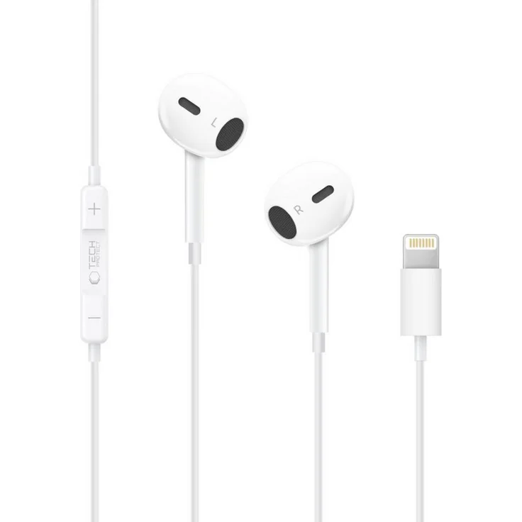 TECH PROTECT G2 In-Ear-Kopfhörer, ergonomische In-Ear-Kopfhörer mit integriertem Kabel für iPhone, klarer Sound mit eingebautem Mikrofon