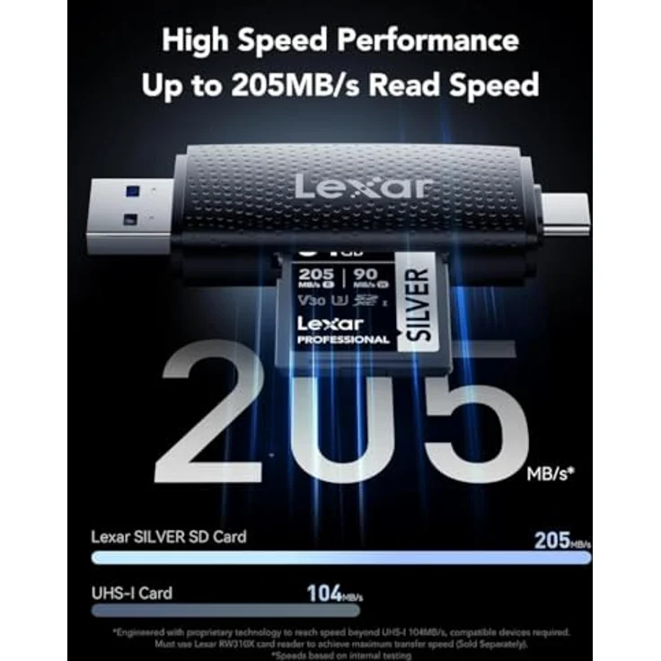 Lexar 64GB Silver Plus SD UhsI V30 U3 205MB/S Speicherkarte – Bild 4