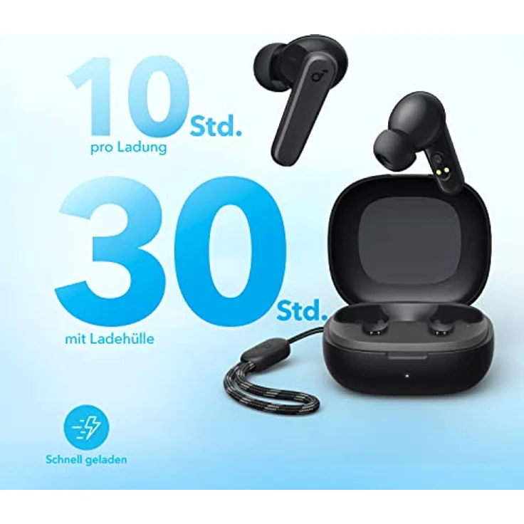 soundcore by Anker P20i Kabellose Bluetooth Kopfhörer in-Ear, 10mm Treiber, Bluetooth 5.3, Anpassbarer EQ, 30 Std. Spielzeit, IPX5 wasserfest, 2 Mikros mit KI, einzeln verwendbar (Schwarz) – Bild 4