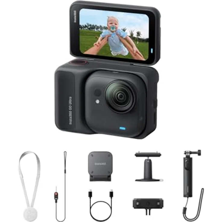 Insta360 GO Ultra Creator-Bundle, freihändige 4K Mini-Cam in Nachtschwarz, 200 Min Akku, FlowState-Stabilisierung, 10 m wasserdicht, ideal bei schwachem Licht – Bild 1