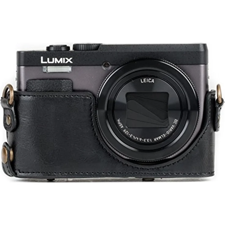 MegaGear MG1258 Panasonic Lumix DC-TZ95, DC-TZ90 Ever Ready Leder Kamera-Case mit Trageriemen - Schwarz – Bild 4
