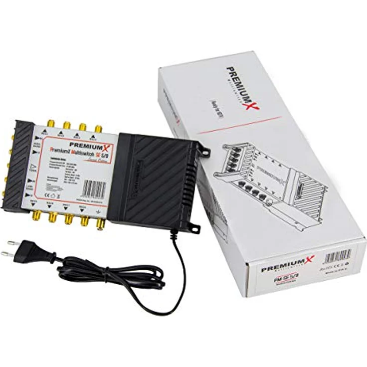 PremiumX SAT-Multischalter 5/8 Switch mit Quattro LNB in Weiß und 24 F-Steckern für bis zu 8 Teilnehmer, geeignet für HD und 4K – Bild 7