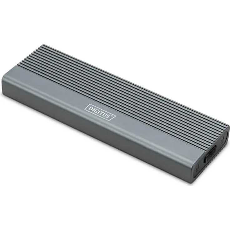 DIGITUS externes M.2-Gehäuse - USB 3.1 Gen2 Typ-C - 6 Gbit/s - Unterstützt SATA-SSDs bis 8 TB - Werkzeuglos - Aluminiumgehäuse - Grau