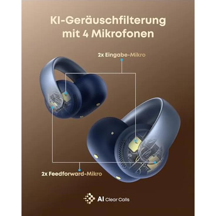 Anker soundcore AeroClip, Open-Ear Clip-Earbuds mit adaptivem Komfort, Gletscherblau – Bild 3