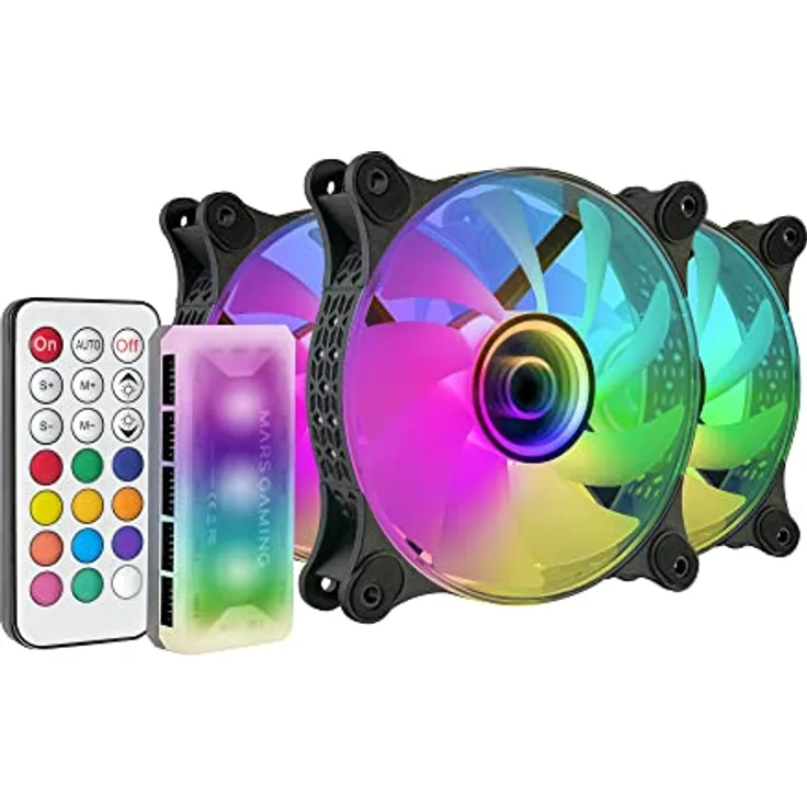 MARSGAMING Mars Gaming MF-3DKIT Schwarz, Kit 3 ARGB 360° 12cm Lüfter, 3D Infinity Mirror, Anti-vibrationssystem, ARGB Controller, RF Fernbedienung, Voll Kompatibel