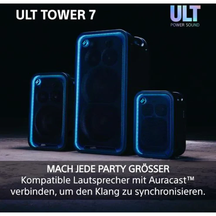SONY ULT Tower 7, Kabelloser Bluetooth Party Lautsprecher mit 420 Watt Leistung, Schwarz, Musikgesteuerte Beleuchtung und 30 Stunden Akkulaufzeit – Bild 10