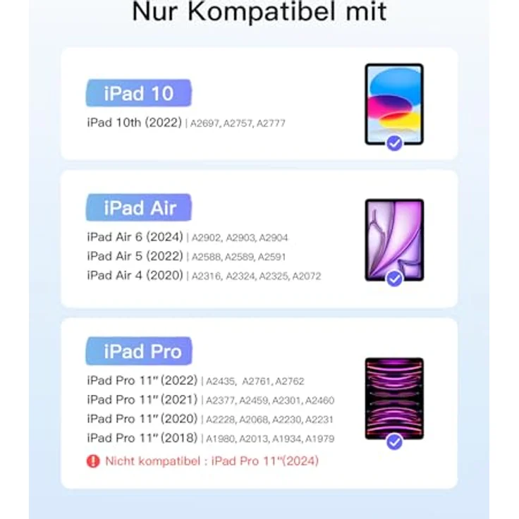 Inateck Hülle mit Tastatur, Ultraleichte Tastatur für iPad 10 Generation, iPad Air 6 11 Zoll 2024, iPad Air 5/4 10.9 Zoll, iPad Pro 11 4/3/2/1 Gen, Abnehmbar, mit Touchpad, QWERTZ, KB04122 - Ultraleicht & Schlank, Magnetisches Design, Kompatibel mit iPad Air 6 11 Zoll 2024, QWERTZ Layout – Bild 2