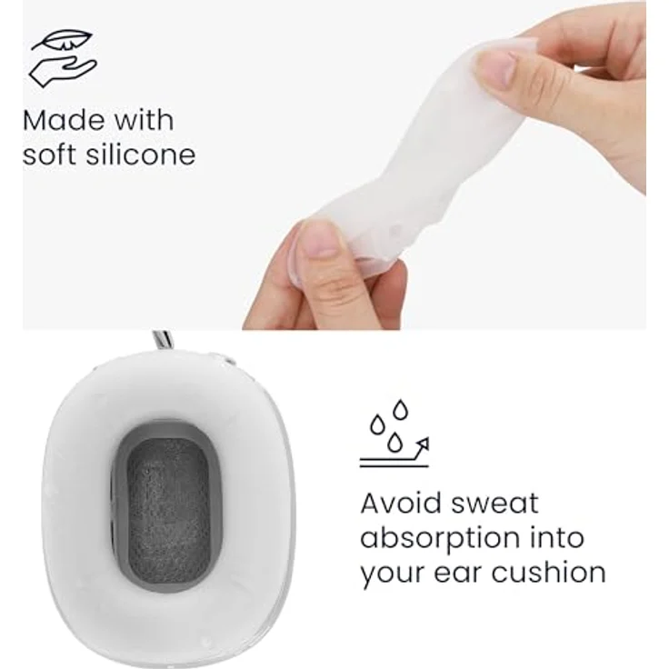 kwmobile Kopfhörer-Schutzhülle Hülle für Apple AirPods Max Cover TPU Silikon - Schutzhülle für Polster, 2er Pack, rutschfest, reißfest – Bild 5