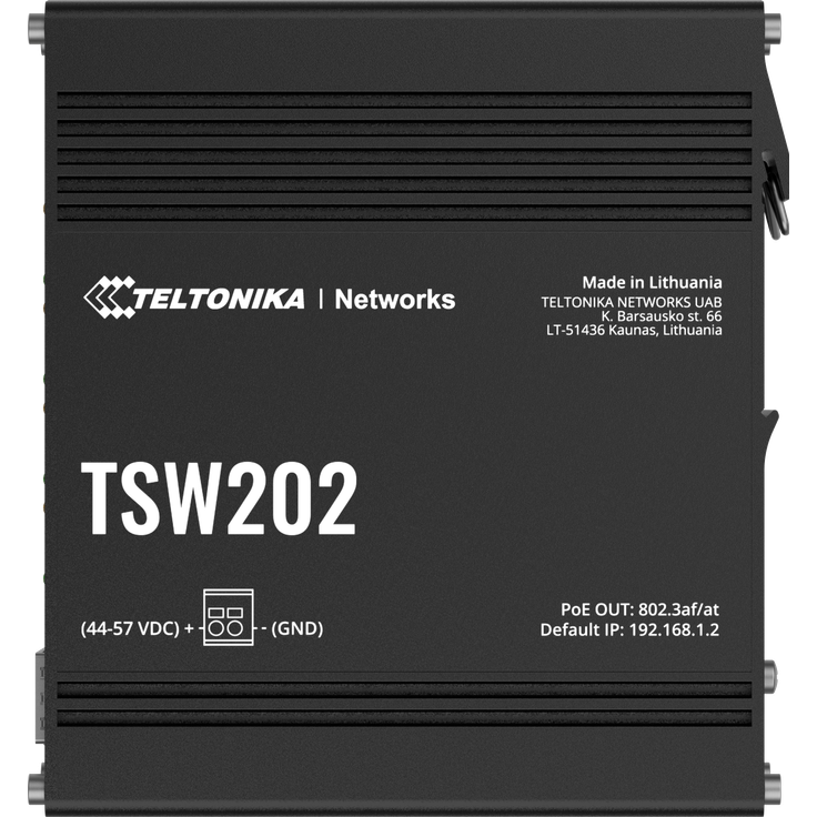 Teltonika TSW202 (10 Ports), Netzwerk Switch, Schwarz mit PoE+ und 2 Hochleistungs-SFP-Ports