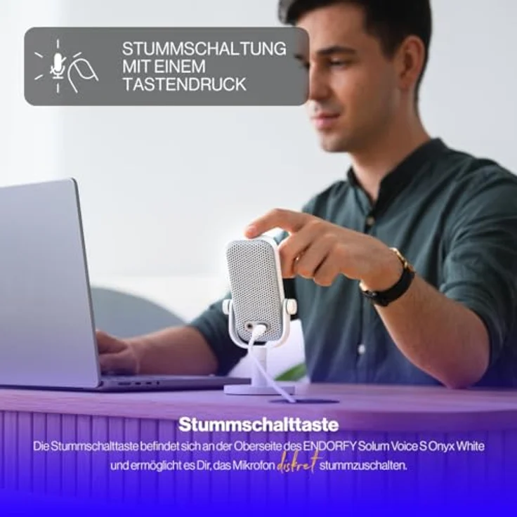 ENDORFY Solum Voice S Onyx White, USB Gaming Mikrofon mit RGB-Beleuchtung und Tap-to-Mute-Button – Bild 6