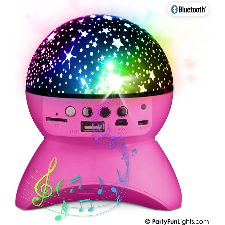 PartyFunLights Starry Sky Bluetooth-Partylautsprecher, rosa, mit beeindruckenden Lichteffekten und vielseitigen Anschlussmöglichkeiten