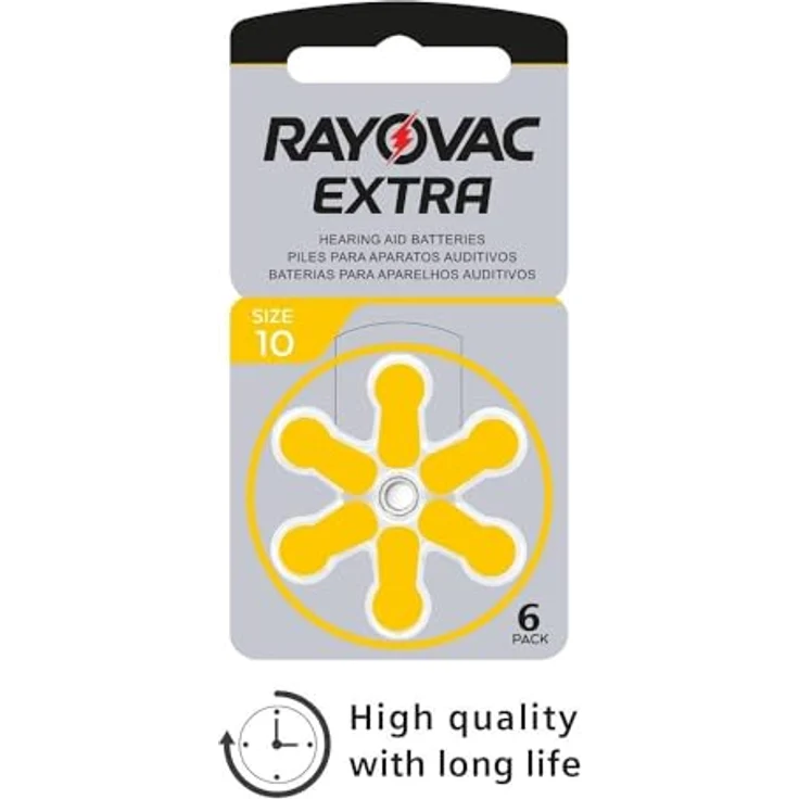 Rayovac Extra Advanced Zink Luft Hörgerätebatterie, 10er Pack, mit 60 Batterien, Geeignet für Hörgeräte Hörhilfen Hörverstärker, Gelb – Bild 5