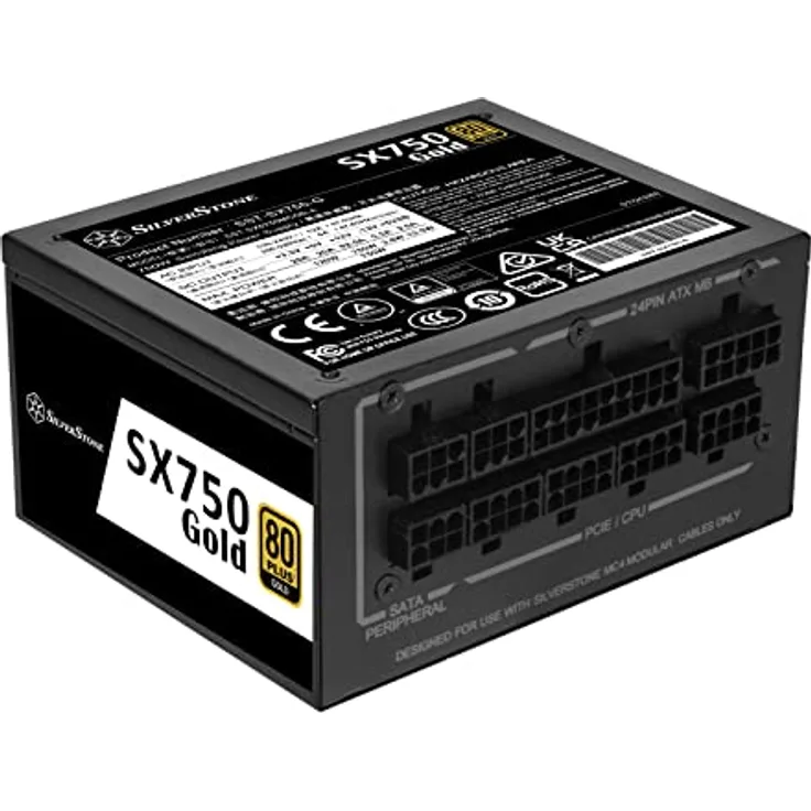 SilverStone Technology SX750 Gold, 750W SFX-Vollständig modulares 80-Plus-Gold-Netzteil, SST-SX750-G