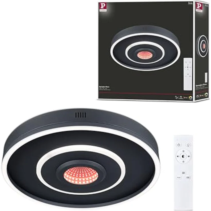 Paulmann 71039 LED Deckenleuchte Spaceglow Four RGB+ 320lm / 800lm 400mm 230V 22W Schwarz matt dimmbar Wand-/Deckenleuchte – Bild 1