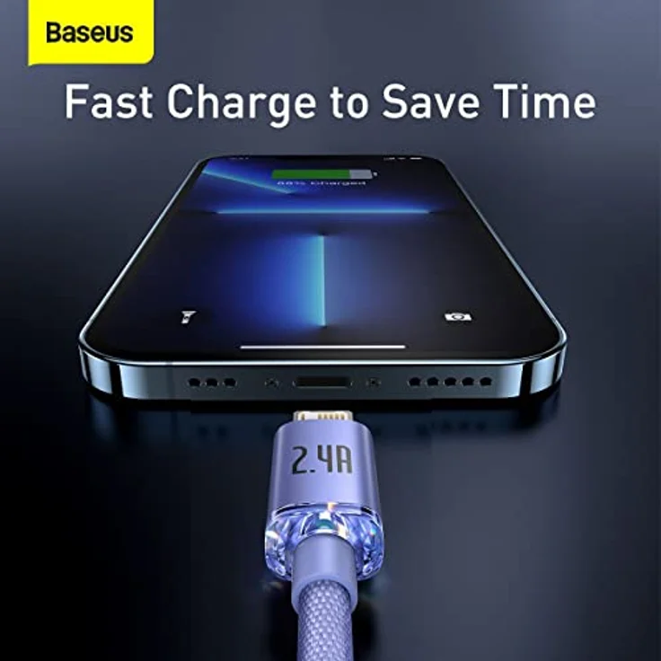 Baseus Crystal Shine USB auf Lightning Kabel, 2,4 A, 2 m, Violett – Bild 5
