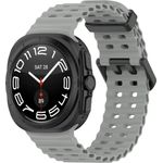Wigento Smartwatch-Armband Für Samsung Galaxy Watch Ultra 47mm Silikon Dual Schnalle Band Grau