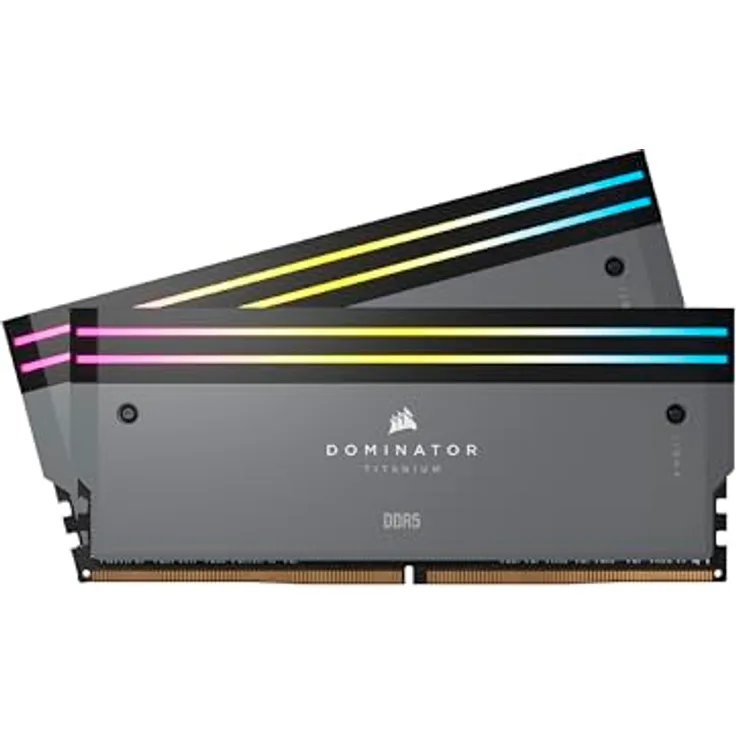 CORSAIR Dominator Titanium RGB DDR5 RAM 64GB (2x32GB) DDR5 6000MHz CL30 AMD Expo iCUE-Kompatibler Computerspeicher - Grau (CMP64GX5M2B6000Z30)