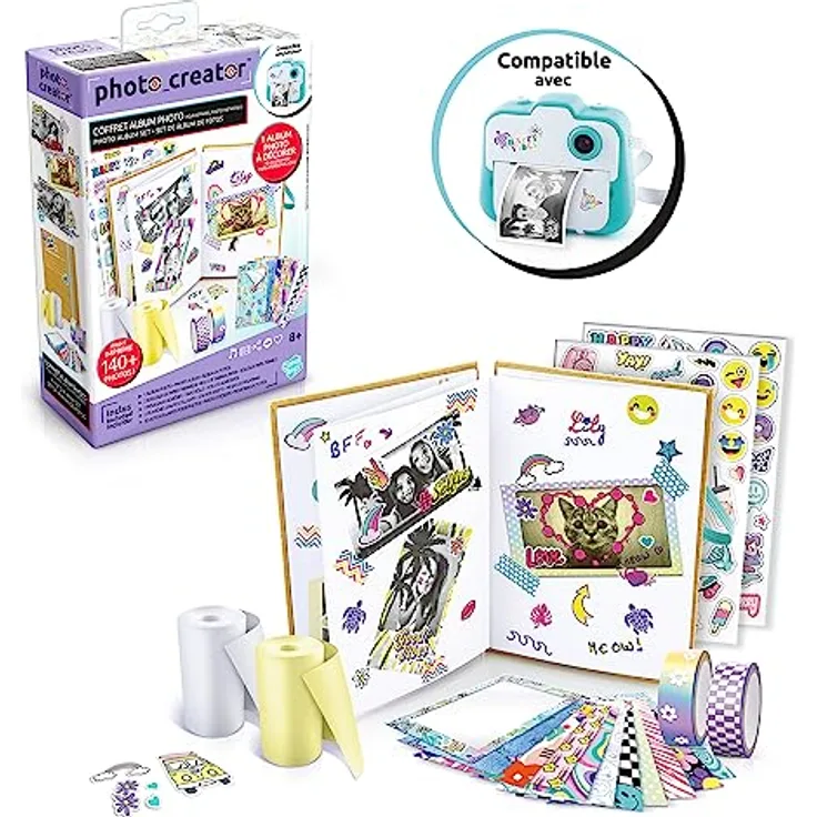 Canal Toys Fotoalbum CLK 007, Sofortdruck mit 2 Papierrollen, 2 Stickerbögen und 20 selbstklebenden Bilderrahmen, mehrfarbig