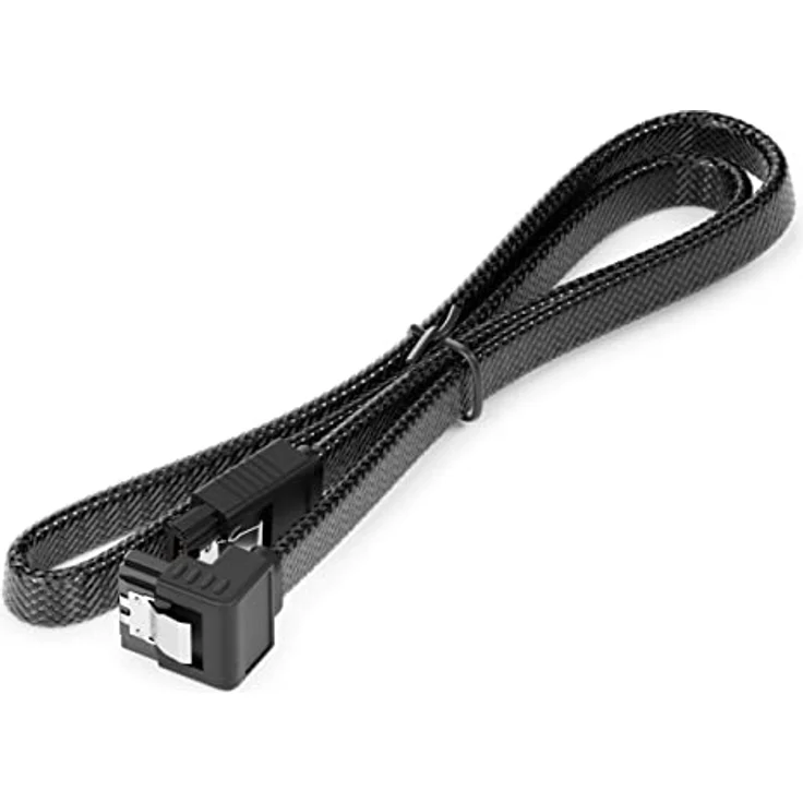 deleyCON SATA 3 Kabel 30cm, 6 Gbit/s Datenkabel mit L-Stecker 90° gewinkelt für HDD/SSD, Schwarz – Bild 4