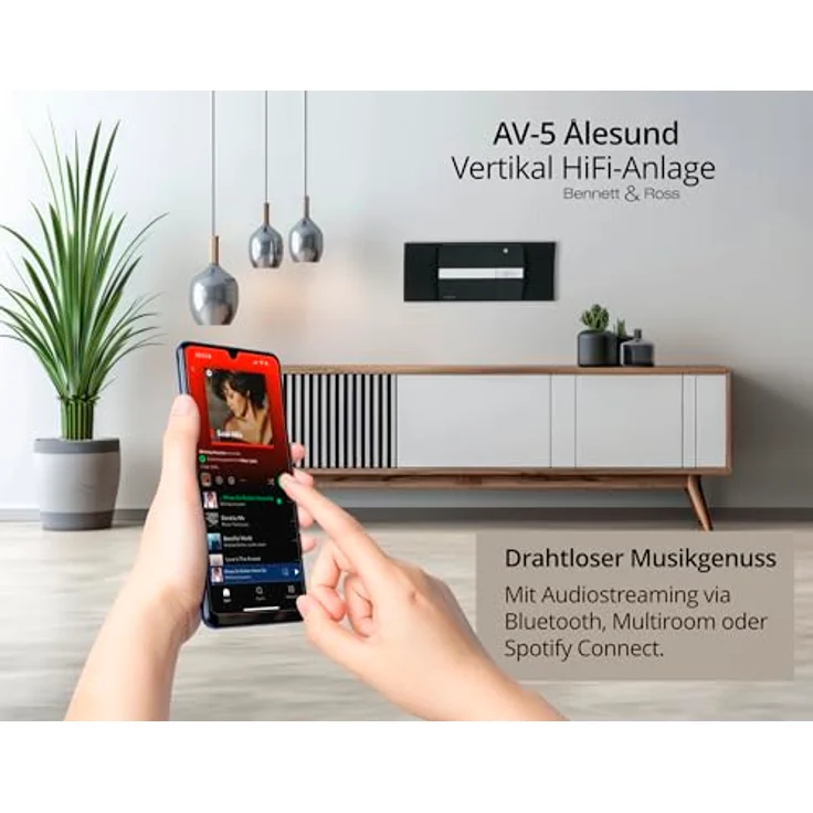 Bennett & Ross Ålesund Vertikal Stereoanlage - HiFi Microanlage mit CD-Player, MP3, UKW-Funktion, USB und Bluetooth mit NFC - Fernbedienung - Schwarz – Bild 2