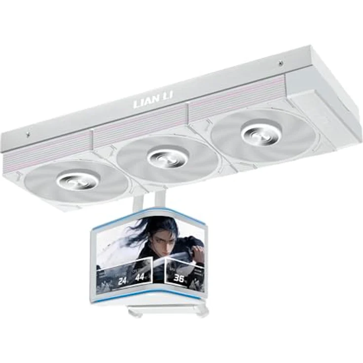 Lian Li HydroShift II OLED Curved 360P28, All In One CPU Cooler 360mm mit gebogenem OLED-Display und UNIFAN P28V2 Lüftern - Weiß – Bild 2