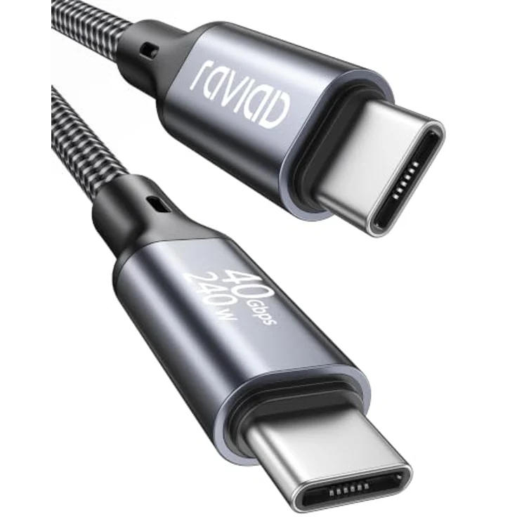 RAVIAD 40Gbps USB C Kabel, 2M, 240W Schnellladekabel, Thunderbolt 4, für 8K UHD Video und ultraschnelle Datenübertragung – Bild 1