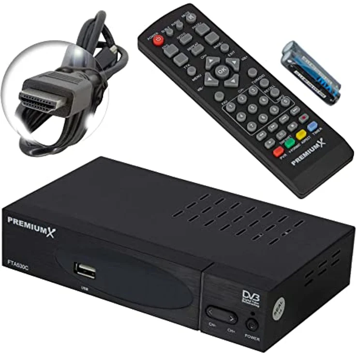 PremiumX FTA 530C DVB-C Kabel Receiver mit USB, HDMI, SCART und 1m Antennenkabel, weiß – Bild 6